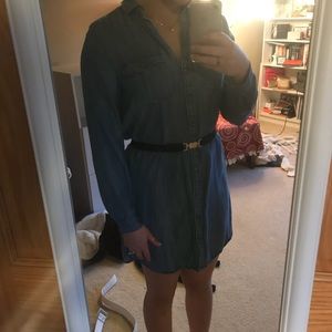 Long sleeve, button up, denim dress